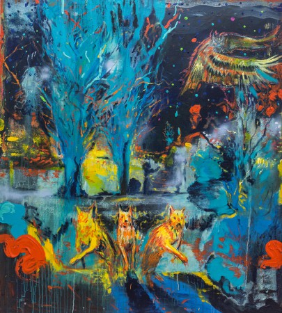 Procházka se psem, akryl na plátně, 180 x 160 cm, 2017 – 100 000 Kč